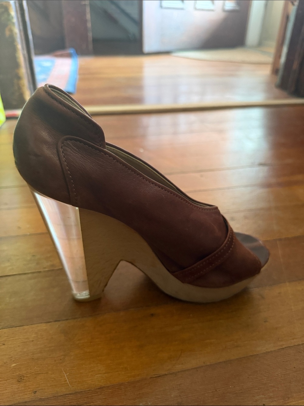 Chloe Brown Open-Toe Wedge Heel